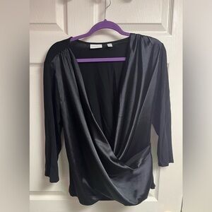 New York &‎ Co Woman’s Black Crossover Blouse